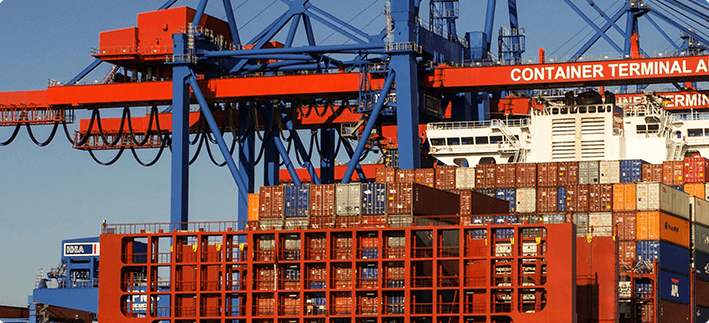 Ocean freight containers at port