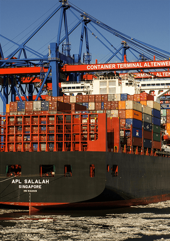 Ocean freight containers at port